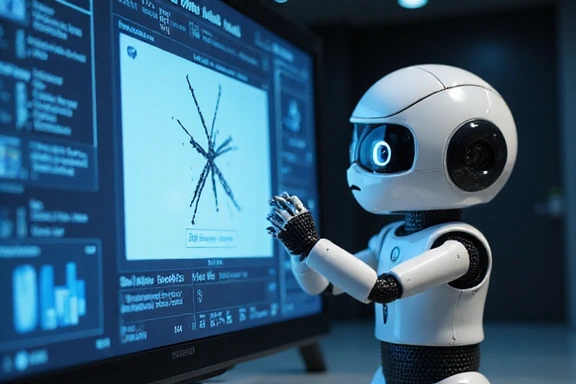 Confused robot looking at broken link